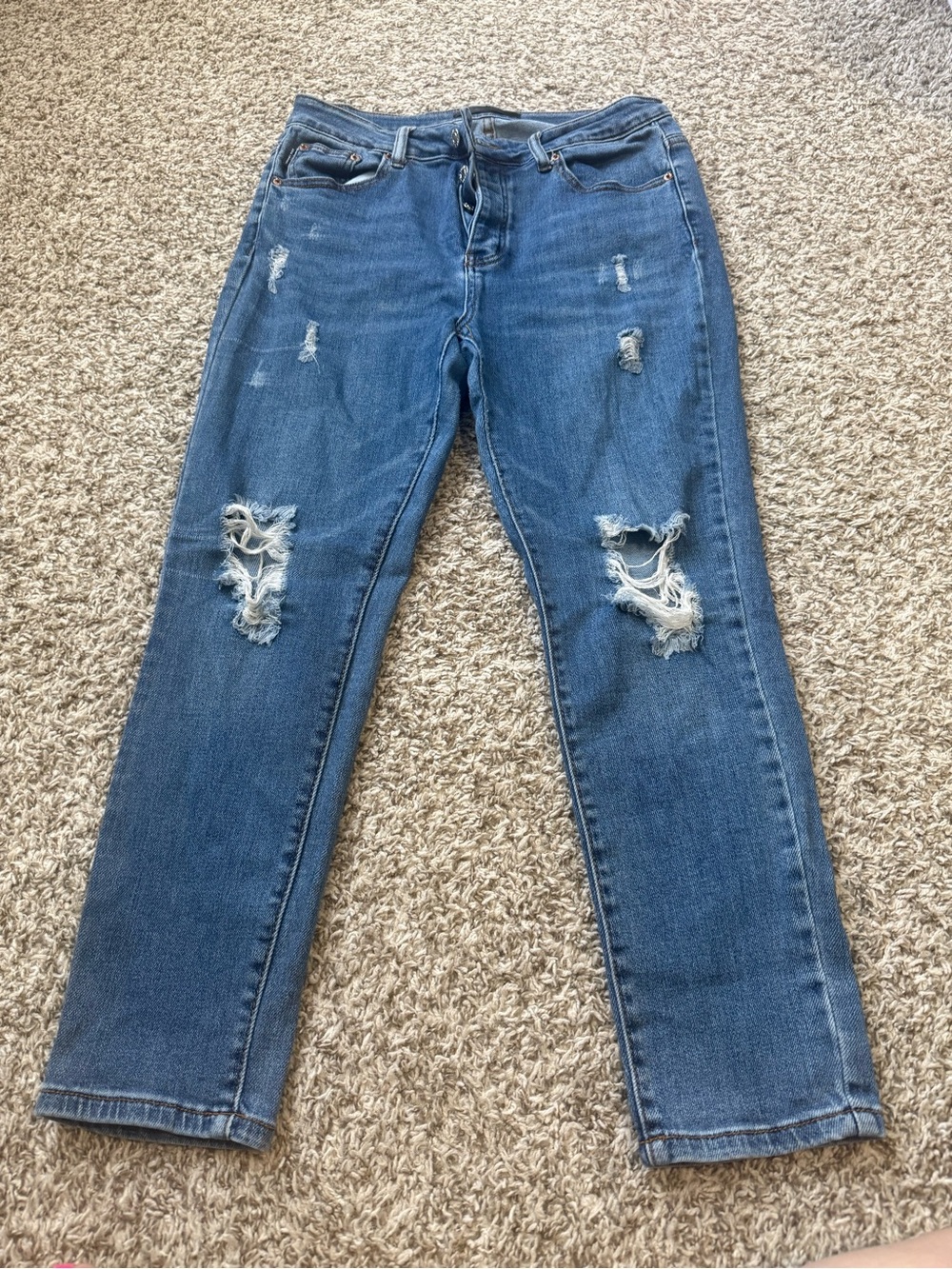 Monkey Ride Original Vintage Women's Distressed Blue Straight-Leg Jeans